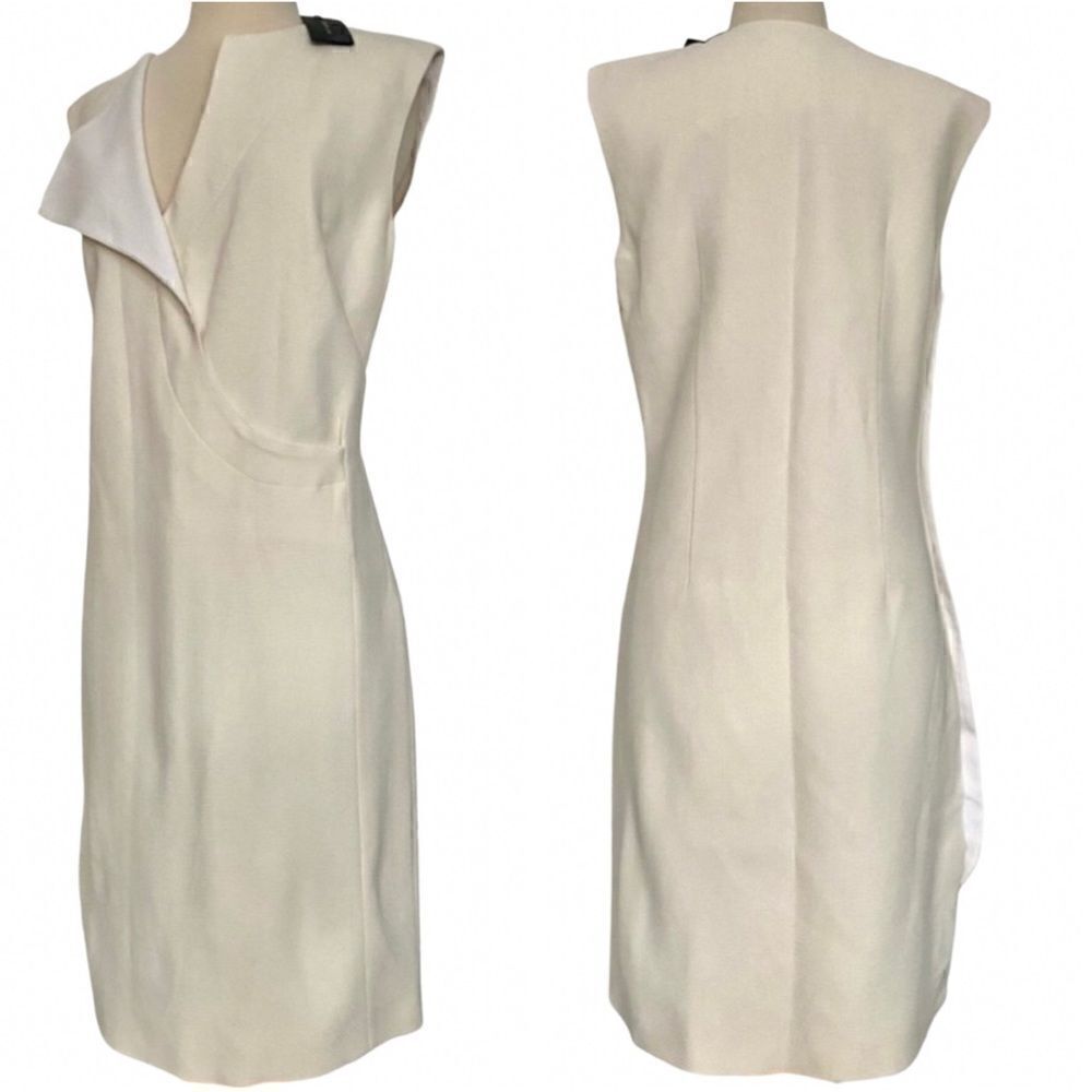 NWT Derek Lam Ivory Asymmetric Tuxedo Sheath Dress